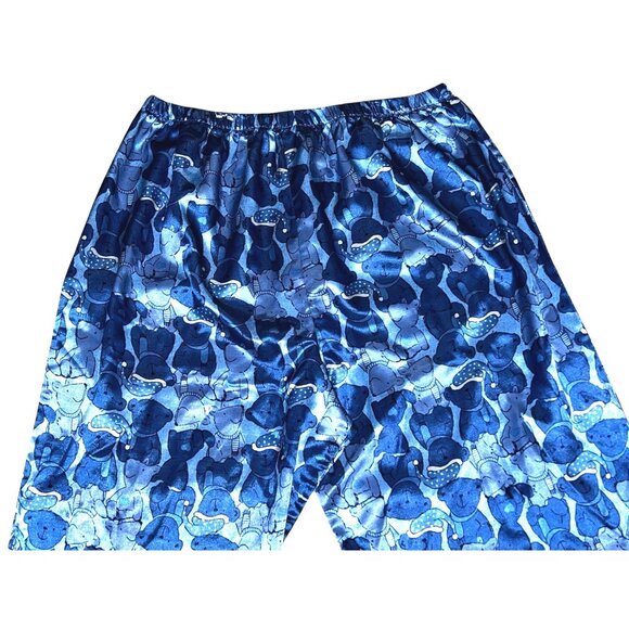 Silky Teddy Bear Wide Leg High Waisted Sleep Pants Sz XL Womens Blue - Picture 3 of 8